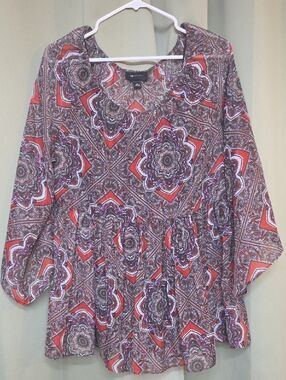 Red & Purple Floral Medallion Tunic